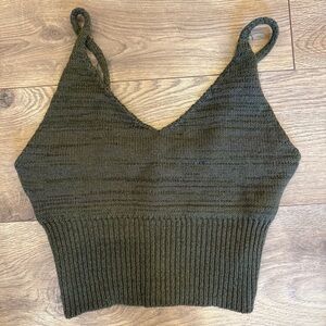 Women’s DEBUT KNIT CROP TOP One Size Fits All Army Green